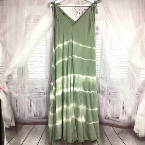 Venti6 Bohemian Tie Dye Green Dress M NWT